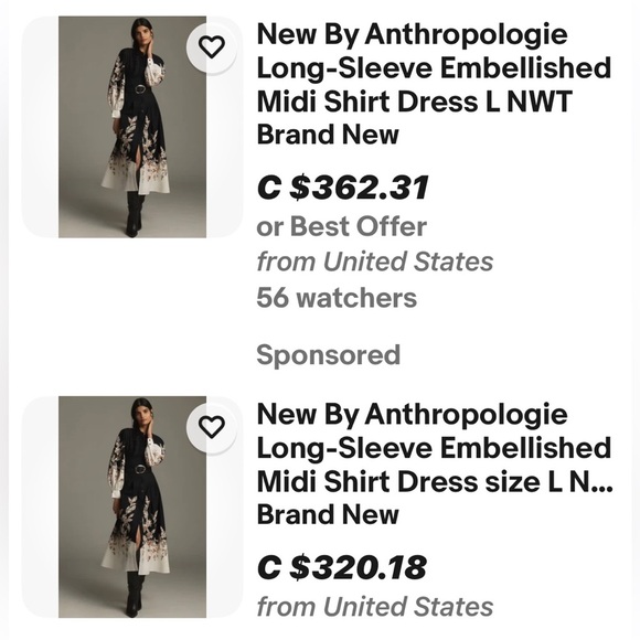 Anthropologie NWT Long-Sleeve Embellished Midi Shirt Dress size S. - Picture 2 of 16